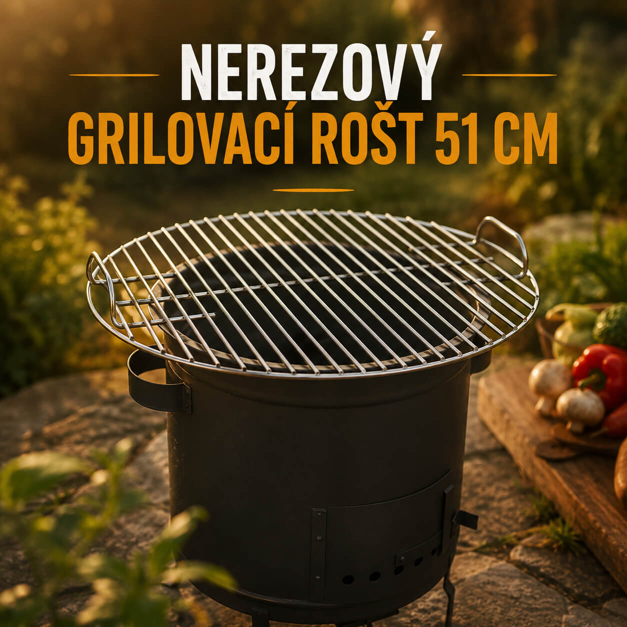 🔥 🥩Nerezový grilovací rošt 51 cm: Keď sa ohnisko zmení na miesto plné vône a dobrého jedla