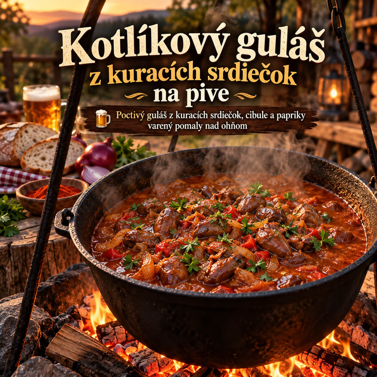 ❤️🔥 Kotlíkový guláš z kuracích srdiečok na pive