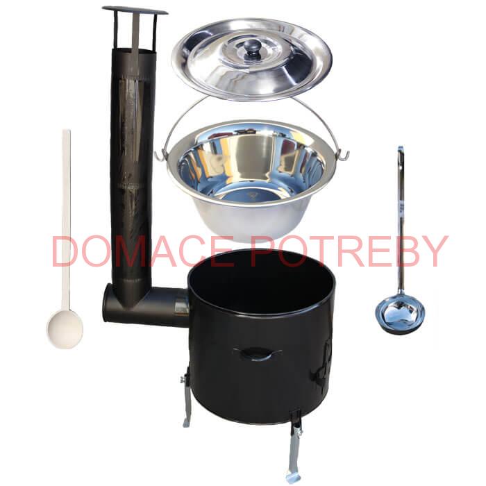 Antikorový kotlík 20 L (0,8 mm) + smaltovaná kotlina 42 cm + vareška a naberačka Easy party