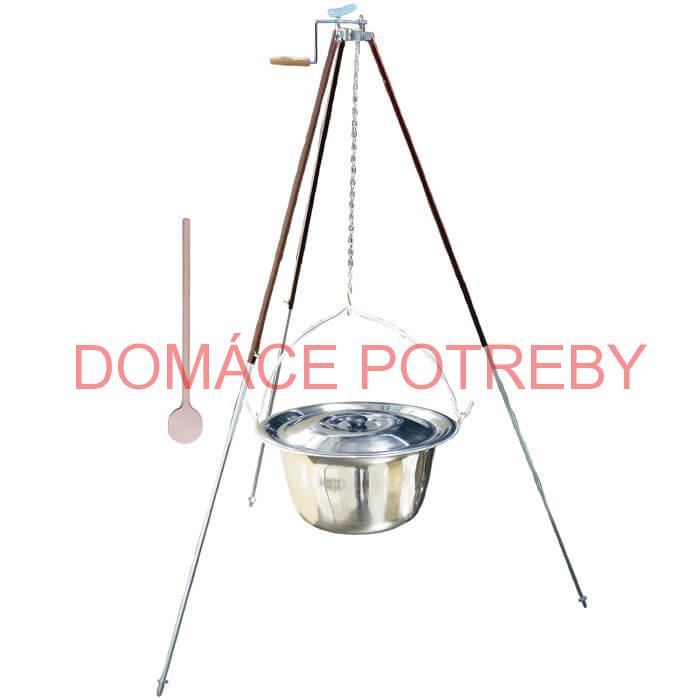 Antikorový kotlík 20 L (1,2 mm) + teleskopická trojnožka s poistnou kladkou + pokrievka