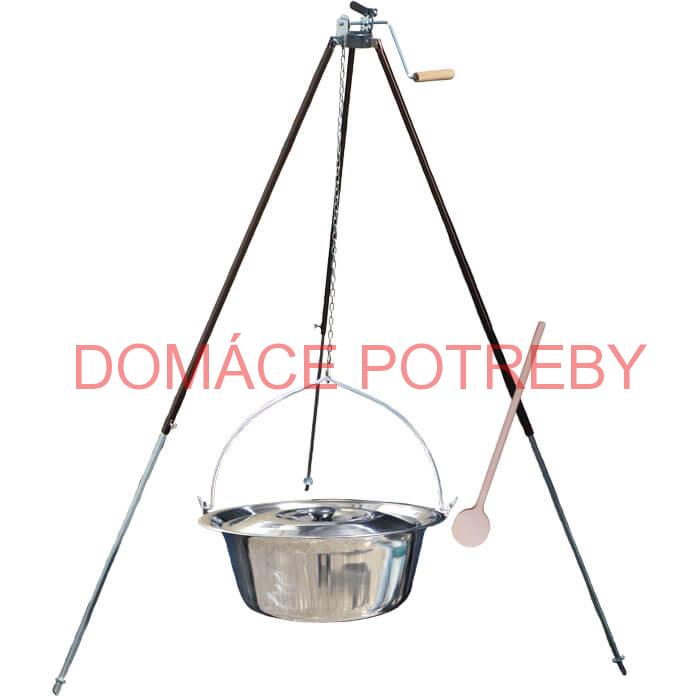 Antikorový kotlík 20 L (1,2 mm) + teleskopická trojnožka s poistnou kladkou + pokrievka