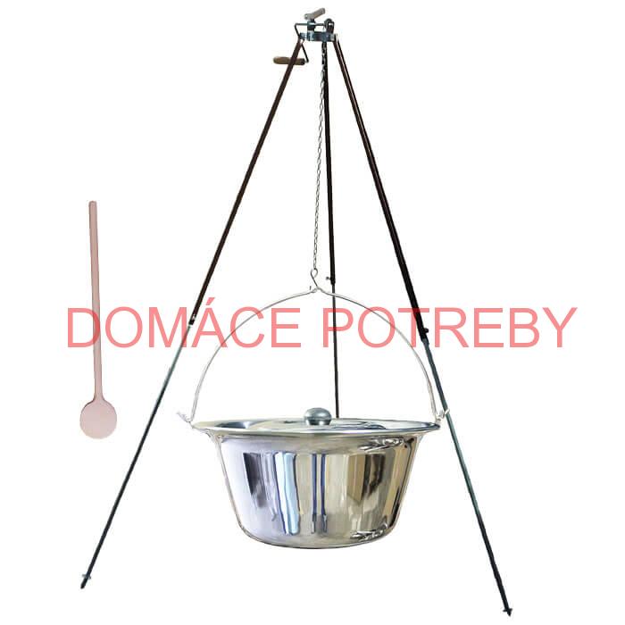 Antikorový kotlík 20 L (1,2 mm) + teleskopická trojnožka s poistnou kladkou + pokrievka