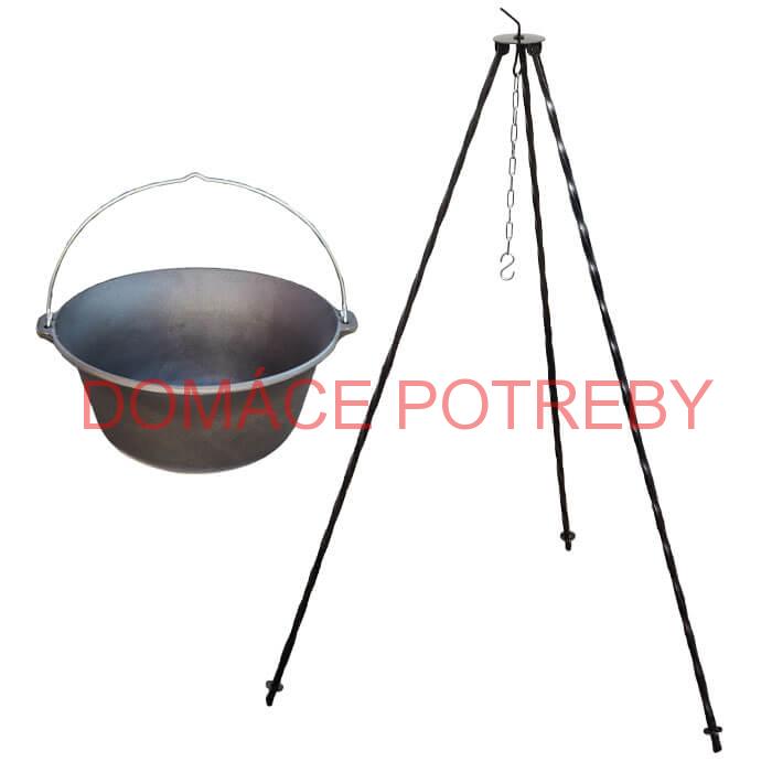 Liatinový kotlík 7,2 L + pokrievka + trojnožka 1,2 m