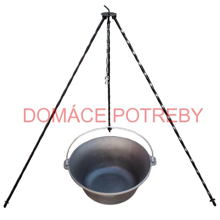 Liatinový kotlík 7,2 L + pokrievka + trojnožka 1,2 m