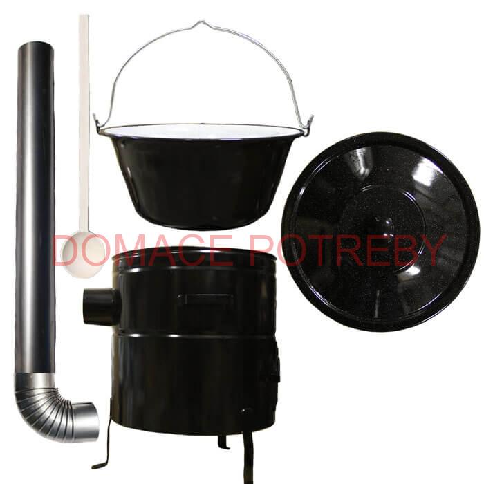 Smaltovaný kotlík 40 L (1,2 mm) + kovová kotlina 53 CLASSIC (KOV) + dymovod Max Party