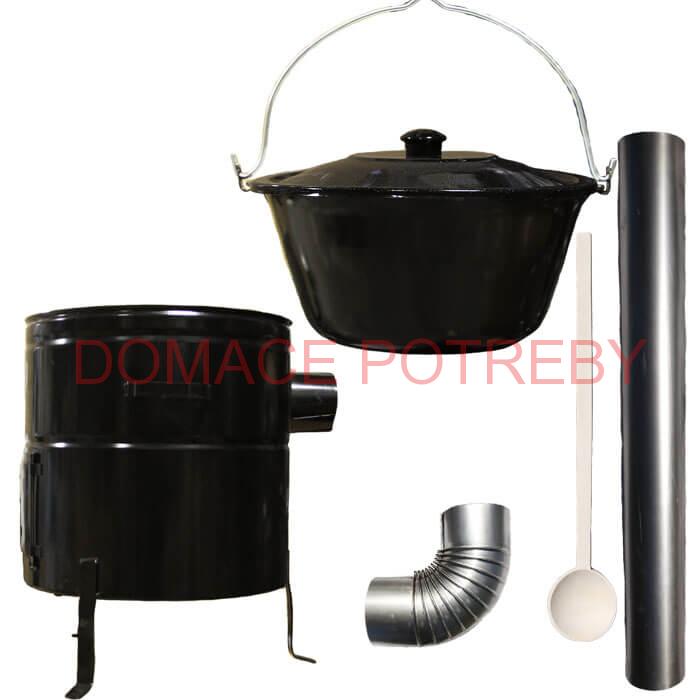 Smaltovaný kotlík 40 L (1,2 mm) + kovová kotlina 53 CLASSIC (KOV) + dymovod Max Party