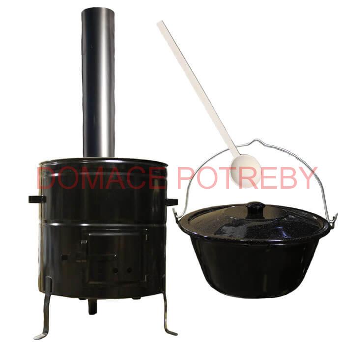 Smaltovaný kotlík 40 L (1,2 mm) + kovová kotlina 53 CLASSIC (KOV) + dymovod Max Party