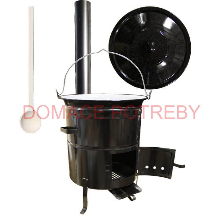 Smaltovaný kotlík 40 L (1,2 mm) + kovová kotlina 53 CLASSIC (KOV) + dymovod Max Party