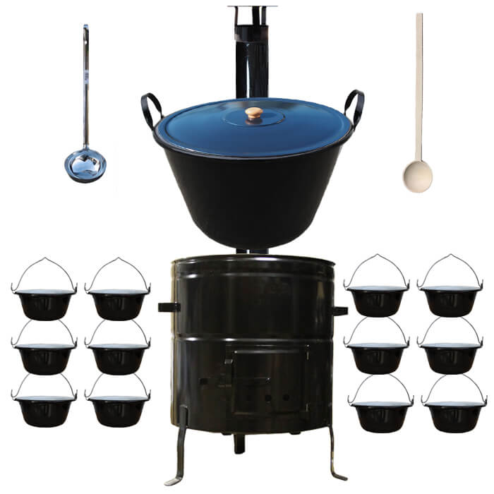 Smaltovaný kotol 70 L + servírovacie kotlíky (12 ks) BIG PARTY