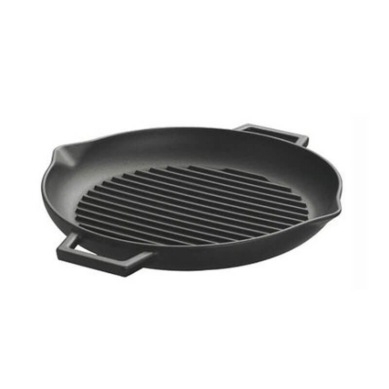 Liatinová panvica na grilovanie 31 cm s výlevkami BBQ