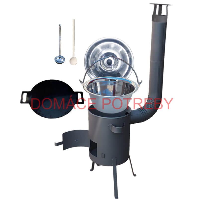 Nerezový kotlík 20 L (1,2 mm) INOX + železná panvica 44 cm UNI + kotlina 42 cm PLUS 600 4 MM