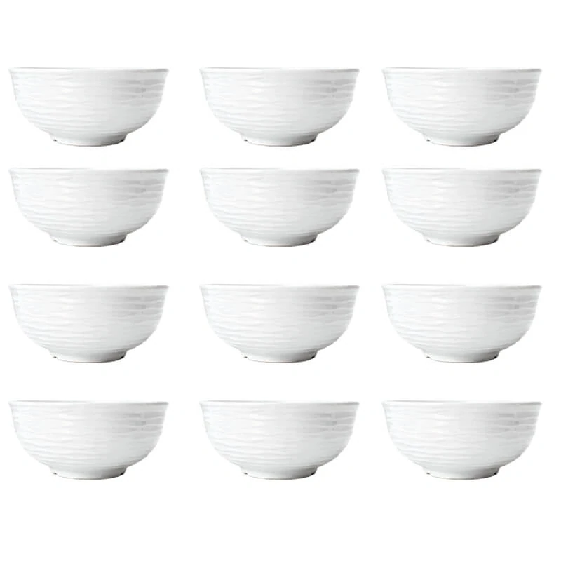 Set 12 ks: Prémiové biele misky s kamennou štruktúrou (750 ml)