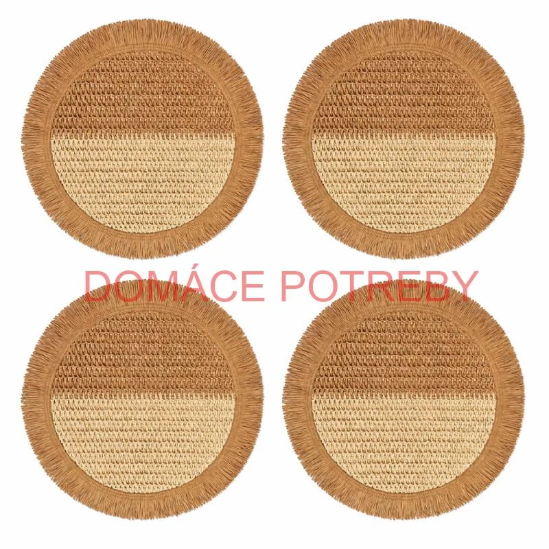 Prírodné podložky pod tanier so strapcami 37 cm, 4 ks