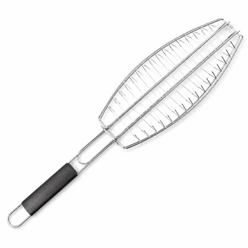BBQ grilovací rošt na ryby – nerezové grilovacie kliešte 65 × 15 × 4 cm