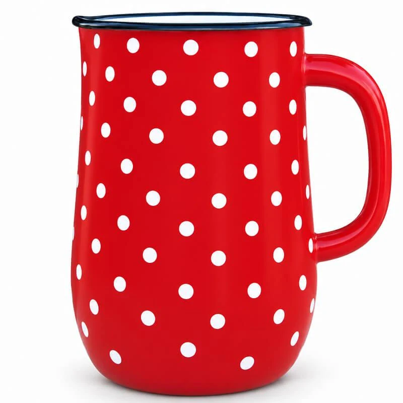 Červený smaltovaný džbán s bodkami 2,5 l