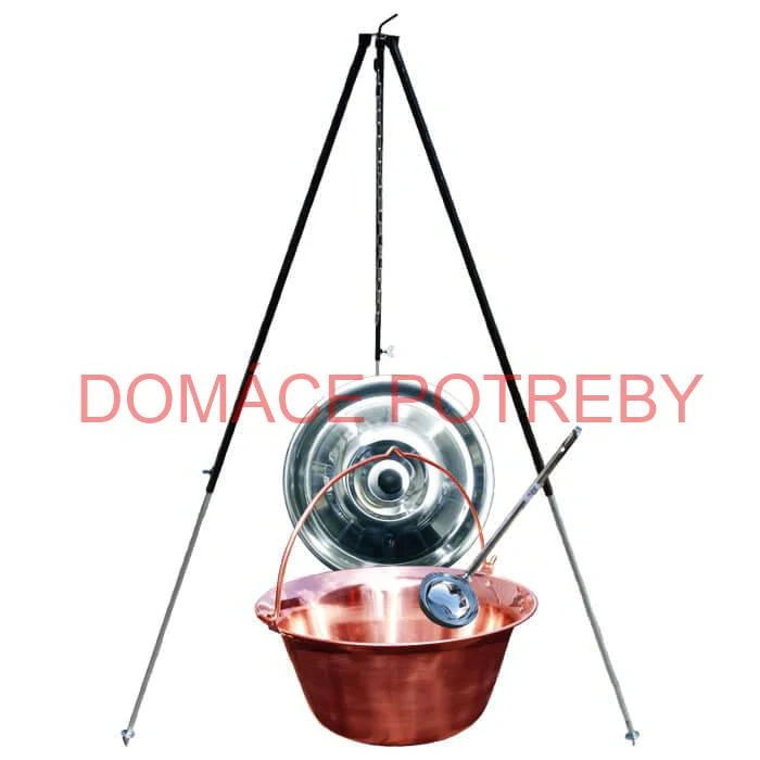 Medený kotlík 30 L (1,2 mm) + pokrievka + klasická teleskopická trojnožka