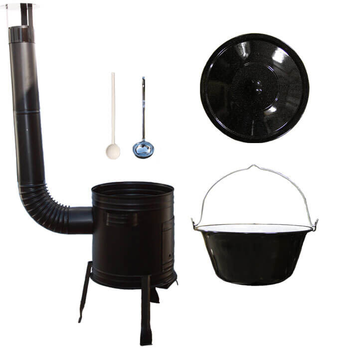 Smaltovaný kotlík 8 L (1,2 mm) + kovová kotlina 31 CLASSIC (KOV) + vareška a naberačka Easy party