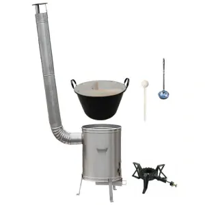 Zabíjačkový smaltovaný kotol 100 L + nerezová kotlina (1,5 mm) 60 cm LUX + horák 7 kW + vareška a naberačka