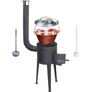 Medený kotlík 20 L (1,2 mm) + vysoká žiaruvzdorná kotlina (1,5 mm) HODO 42 cm PLUS 600 + vareška + naberačka