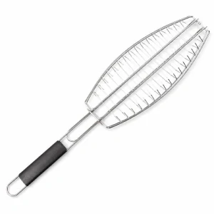 BBQ grilovací rošt na ryby – nerezové grilovacie kliešte 65 × 15 × 4 cm