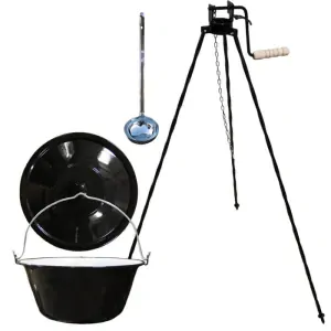 Smaltovaný kotlík 13 L + pokrievka + stojan s kladkou VAR