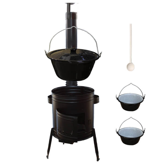 Smaltovaný kotlík 10 L + kotlina 31 cm + 2 servírovacie kotlíky