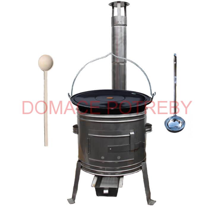 Smaltovaný kotlík 20 L (1,2 mm) + nerezová kotlina 42 cm + vareška a naberačka TOPLUX