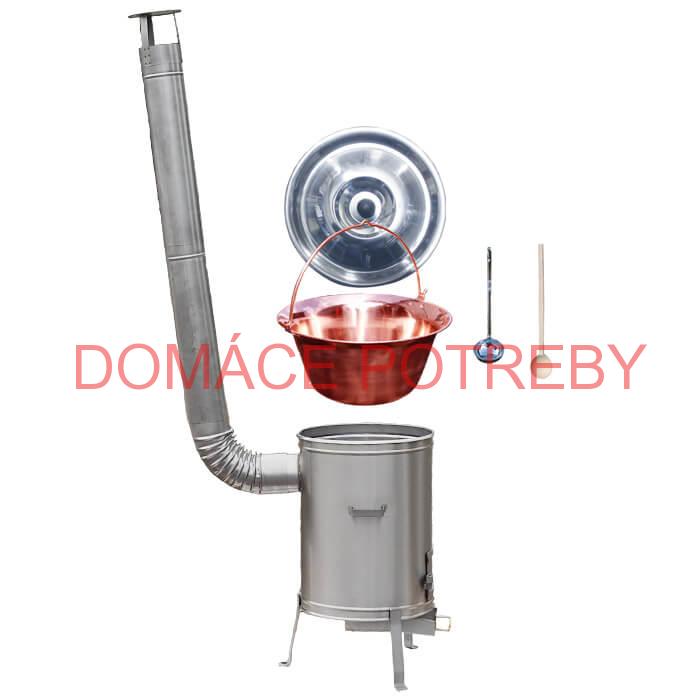 Medený kotlík 14 L (1,2 mm) + nerezová kotlina 36 cm + vareška a naberačka LUX