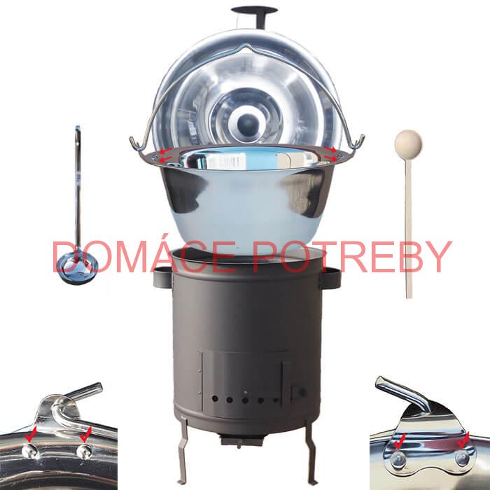 Nerezový kotlík 30 L (0,8 mm) zosilnený s nitmi + hrubostenná (1,5 mm) a žiaruvzdorná kotlina 45 PLUS 600