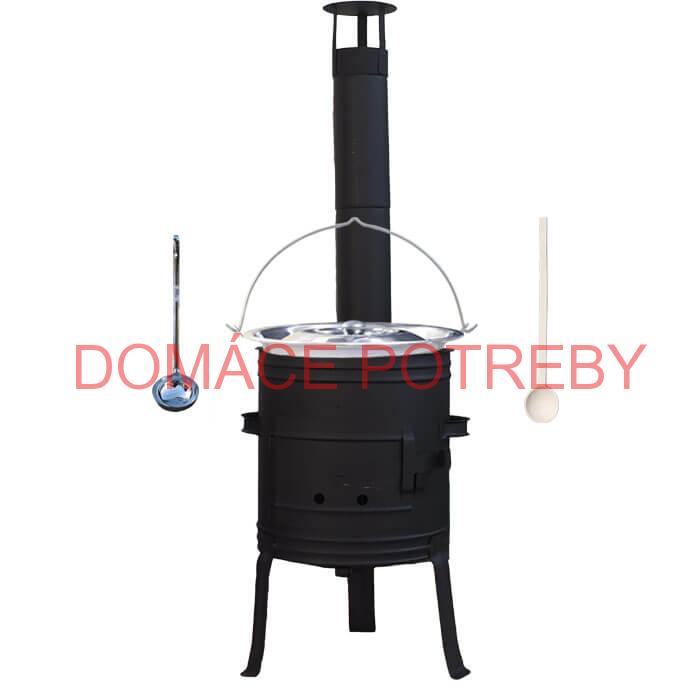 Antikorový kotlík 10 L (1,2 mm) + nízka žiaruvzdorná kotlina 33 cm PLUS 700 + vareška a naberačka