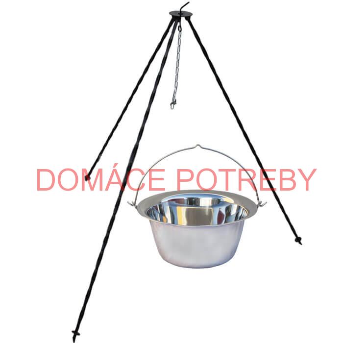 Nerezový kotlík (INOX 0,8 mm) 8 L + trojnožka 1 m