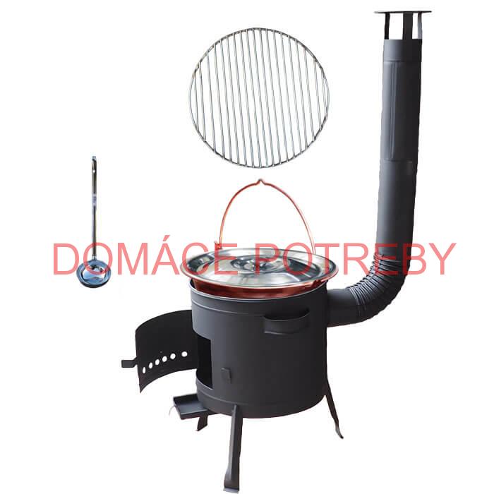 Medený kotlík 20 L (1,2 mm) + Nerezový rošt 45 cm + nízka žiaruvzdorná kotlina 42 cm PLUS 600