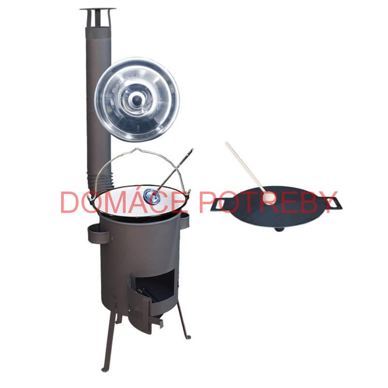 Smaltovaný kotlík 20 L + železná panvica 44 cm UNI + žiaruvzdorná kotlina 42 PLUS 600 4 MM