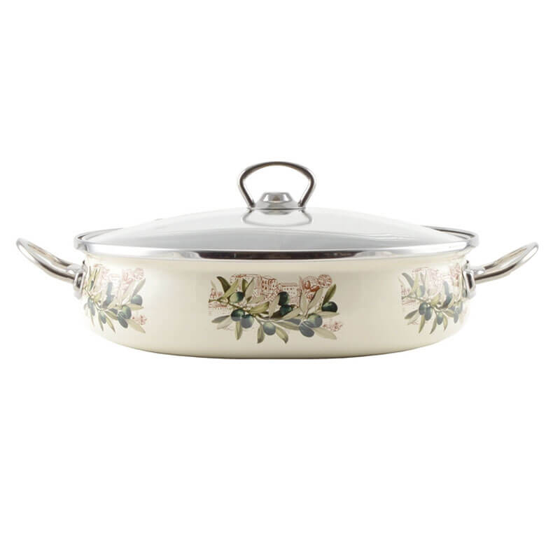 Smaltovaná rajnica s pokrievkou 30 cm OLIVA