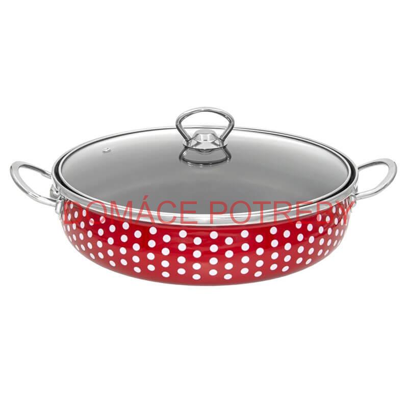 Smaltovaná rajnica so sklenenou pokrievkou 26 cm DECOR