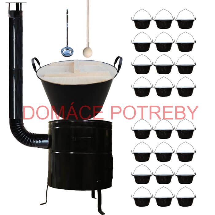 Smaltovaný kotol 100 L + servírovacie kotlíky (24 ks) + vareška a naberačka BIG PARTY