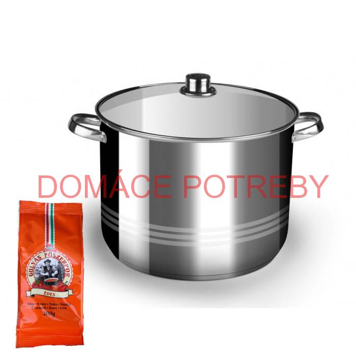 Nerezový hrniec 13 L + sklenená pokrievka + paprikové korenie na guláš - sladké 100 g
