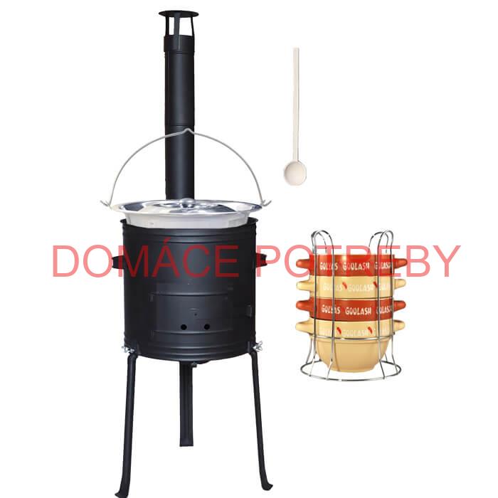 Nerezový kotlík 22 L (0,8 mm) INOX + misky na guláš 4 ks + žiaruvzdorná kotlina 42 PLUS 700