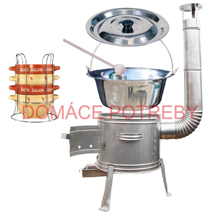 Nerezový kotlík 22 L (0,8 mm) INOX + misky na guláš 4 ks + nerezová kotlina 42 cm TOPLUX