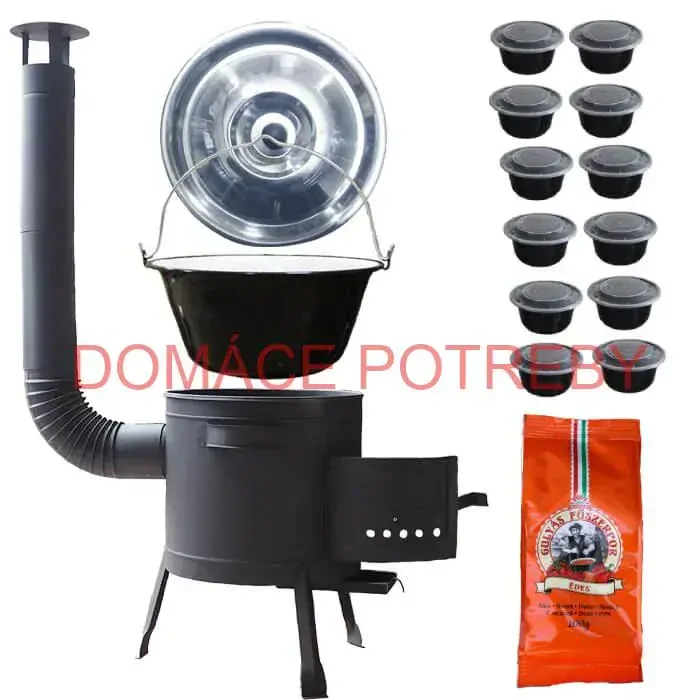 Smaltovaný kotlík 25 L (1,2 mm) + hrubostenná (1,5 mm) žiaruvzdorná kotlina BALKY STRONG 42 PLUS 600 + misky 12 ks + paprikové korenie na guláš 100 g