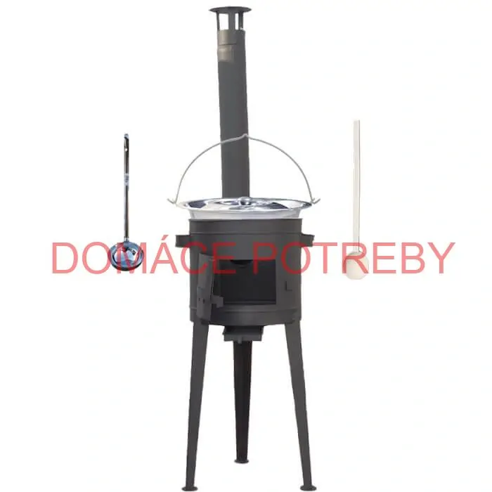 Nerezový kotlík 20 L (1,2 mm) INOX + vysoká žiaruvzdorná kotlina (2,0 mm) HODO 42 cm PLUS 600 + vareška + naberačka