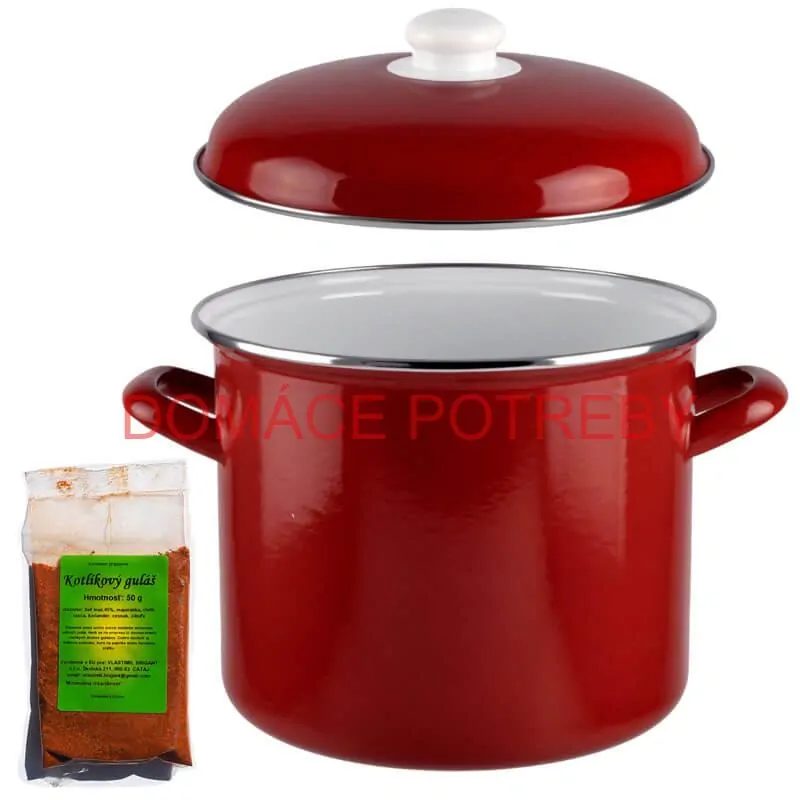 Smaltovaný hrniec s pokrievkou 2 L červený + pikantná zmes korenia 50 g Kotlíkový guláš