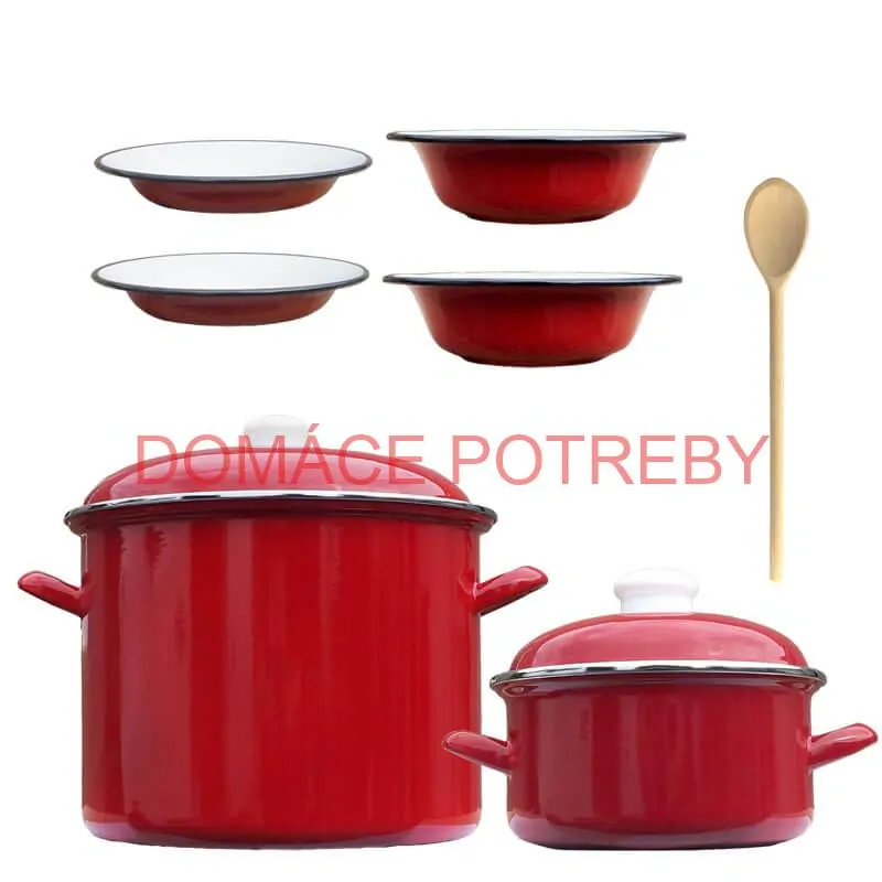 Smaltovaný hrniec s pokrievkou 4 l +  Smaltovaný kastról s pokrievkou 2 L + taniere Classic