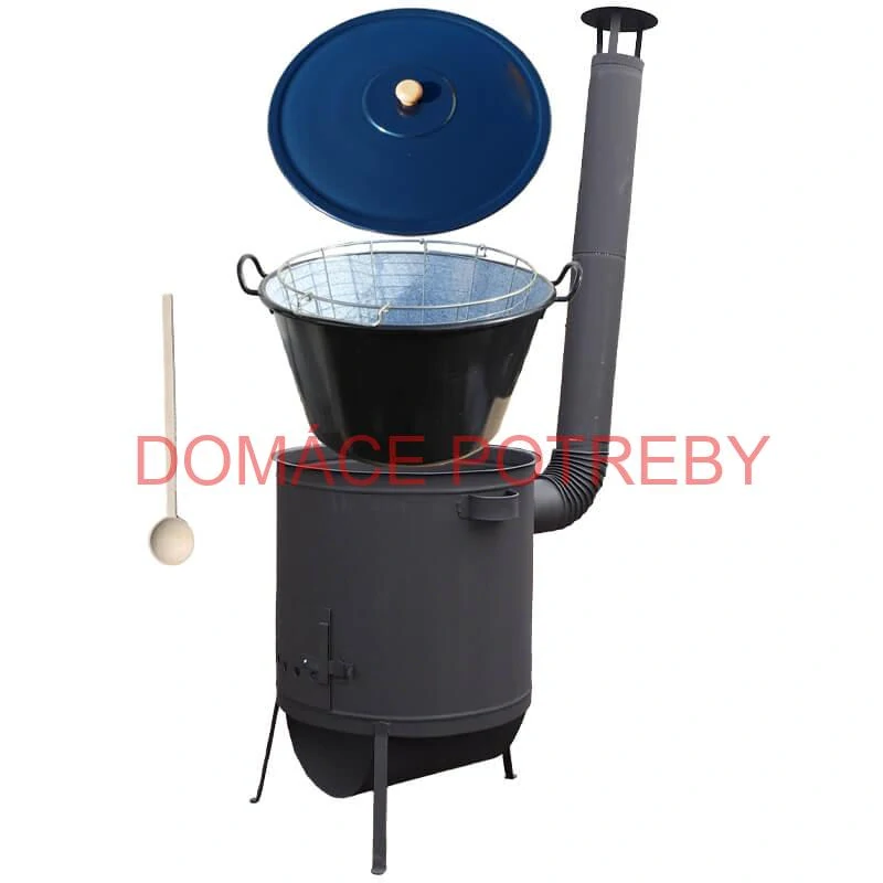 Smaltovaný kotol 60 L na zabíjačku + žiaruvzdorná kotlina 53 PLUS 600 4 MM + kôš 40 l + vareška