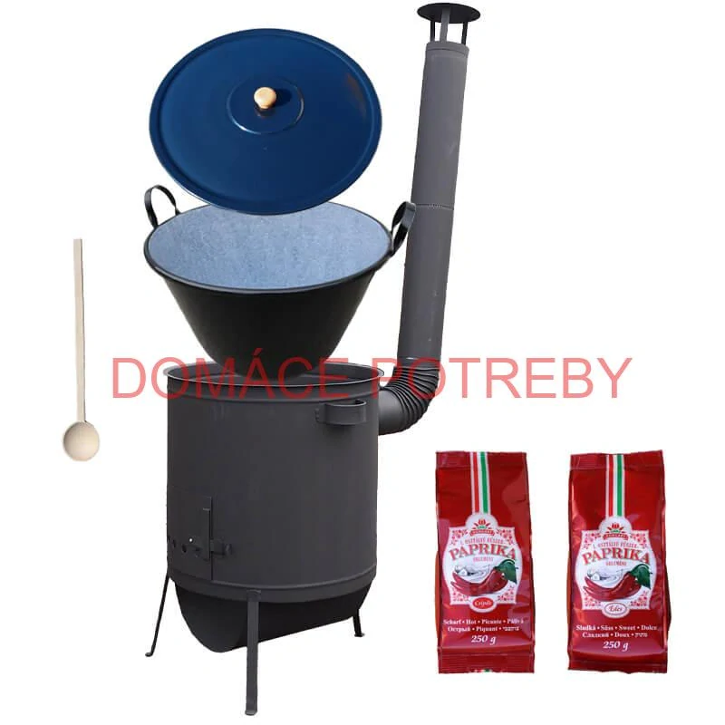Smaltovaný kotol 60 L na zabíjačku + žiaruvzdorná kotlina 53 PLUS 600 4 MM + sladká a štipľavá paprika + vareška