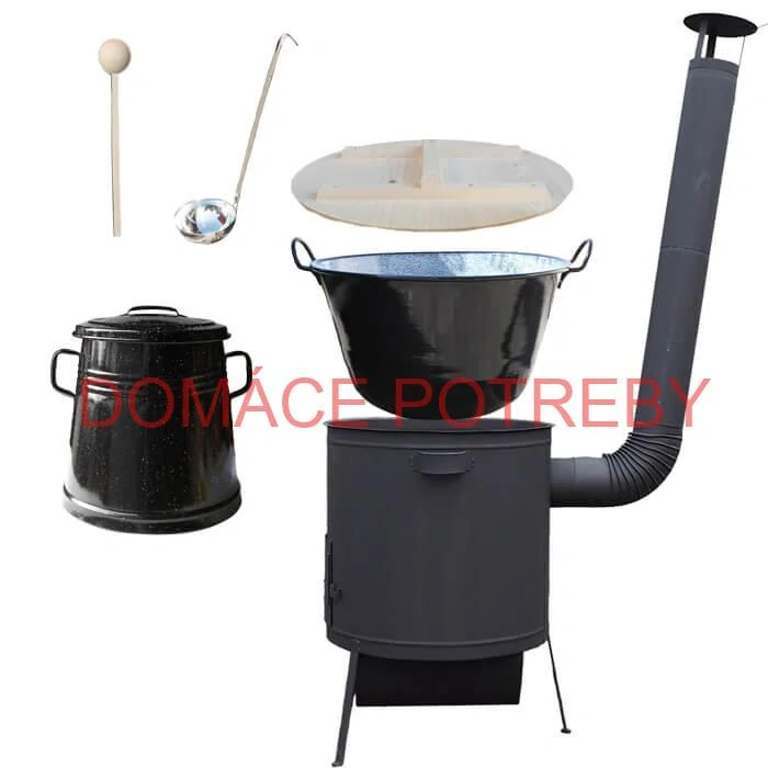 Smaltovaný kotol 100 L + žiaruvzdorná kotlina 42 PLUS 600 4 MM + Nádoba na masť 10 L