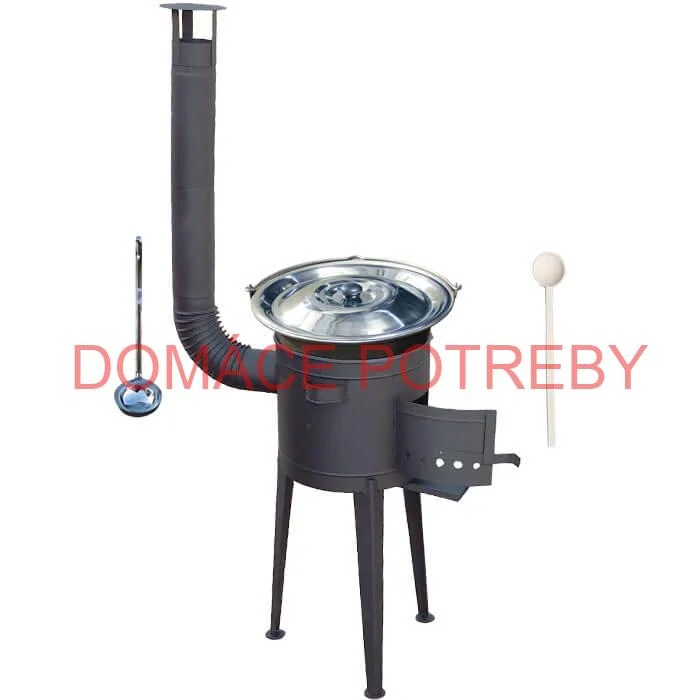 Nerezový kotlík 30 L (1,5 mm) + vysoká žiaruvzdorná kotlina (2,0 mm) HODO 47 cm PLUS 600 + vareška + naberačka