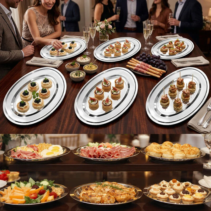 Nerezové podnosy pre catering – set 6 ks (30,5cm) - Servíruj s istotou a štýlom