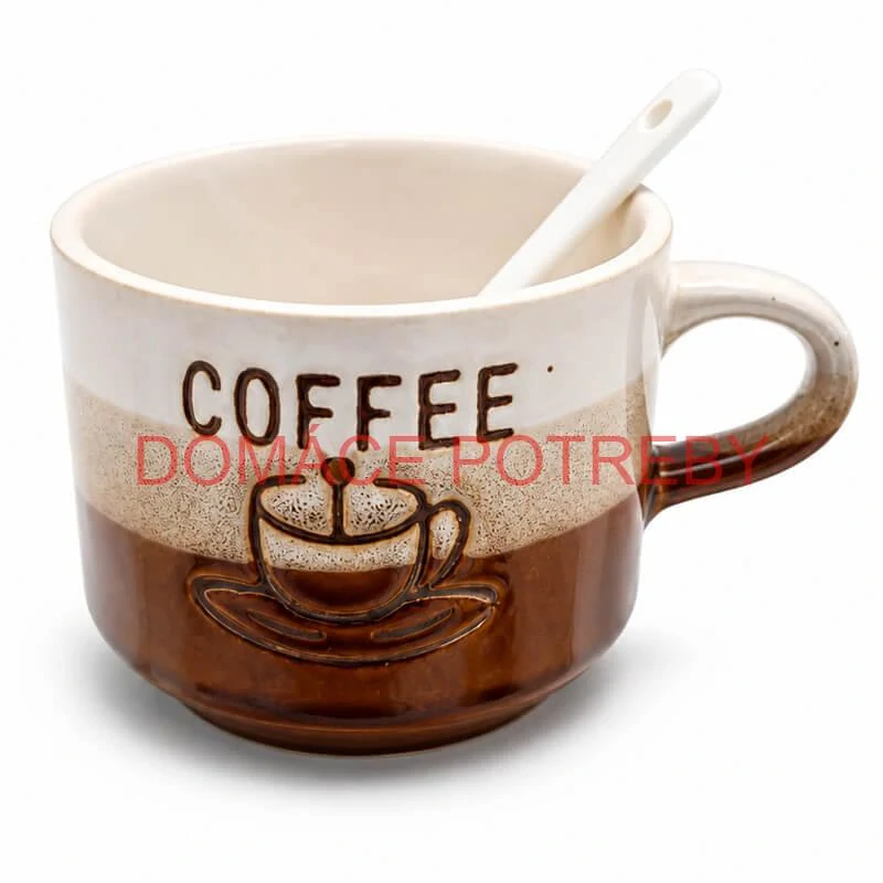 Keramický pohár na kávu 150 ml COFFEE s lyžičkou 1 ks