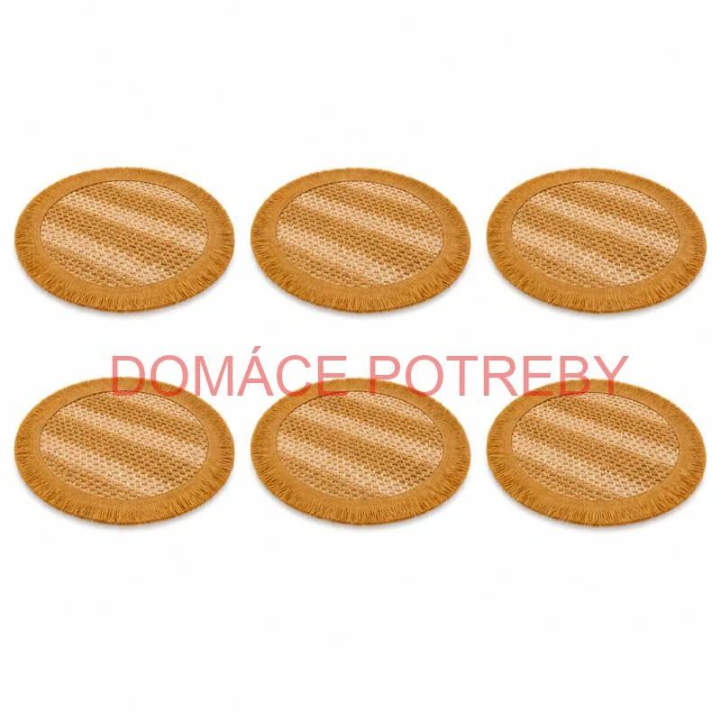 Okrúhle prírodné podložky pod tanier so strapcami 37 cm, 6 ks
